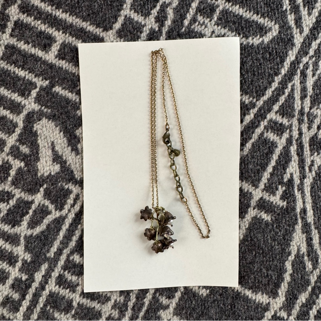 Elegant Floral Pendant Necklace - Lily Of The Valley W/ Real Pearls